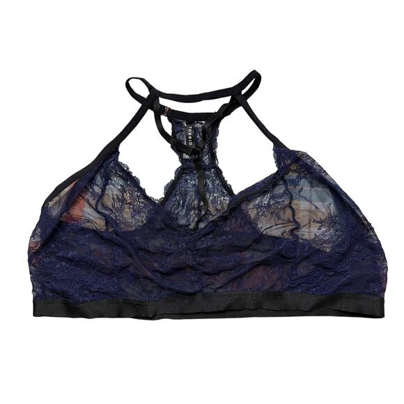 Torrid Women's Plus Size Blue & Black Strappy Racerback Bralette Size 4 4X - Picture 1 of 5